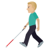 👨🏼‍🦯 man with white cane: medium-light skin tone display on JoyPixels